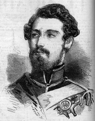 Portret Karola (Karla) XV (1826-1872), króla Szwecji i Norwegii. Grawer w „” le Monde Illustrous”” nr 119 z 23 lipca 1859.