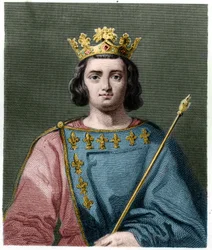 Portret Karola IV Bela (1294 - 1328), króla Francji - w „Histoire des Francais” Lavallee, rycina, sd.