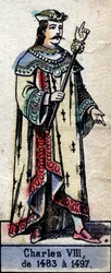 Portret Karola VIII Francji lub Karola VIII Uprzejmego (1470-1498) (dynastia Kapetów). Ilustracja z końca XIX wieku.
