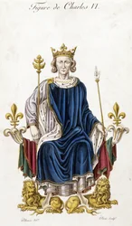 Portret Karola VI na tronie - rycina XIX wiek