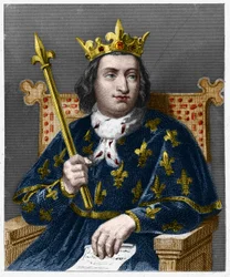 Portret Karola V mędrca (1338 - 1380), króla Francji - w „Histoire des Francais” Lavallee, rycina, sd.