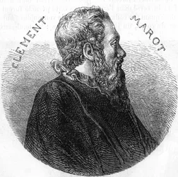 Portret Klemensa des Marets dit Marot (1496-1544), poety. W „”Popularnej historii Francji””, bd. ok. 1885 r. Grawerowanie.