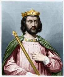 Portret Clotaire (Clothaire) III (652 - 673), króla Neustrii i Burgundii - w „Histoire des Francais” Lavallee, rycina, sd.