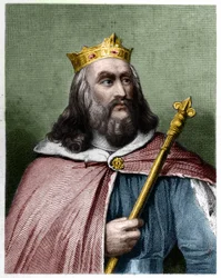 Portret Clotaire (Clothaire) II (584 - 628), króla Neustrii i króla franków - w „Histoire des Francais” Lavallee, rycina, sd.