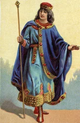 Portret Dagoberta II, króla franków z 711a 716. Chromolitografia ok. 1890.