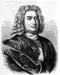 Portret Daniela Bernouilli (Bernoulli) (1700 - 1782), szwajcarskiego matematyka i fizyka - w „Album de la Science; wybitni naukowcy; Wielkie odkrycia”” 1896.