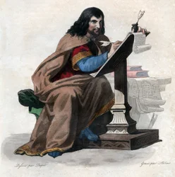 Portret Einharda (Eginhard, Einhart, Einard, Einhard) (775-840), frankońskiego uczonego i dworzanina.
