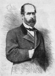 Portret Federico Errazuriza Zanartu (1825-1877), prezydenta Republiki Chile. Grawerowanie w „”Le Monde Illustré””n°760 z 4 listopada