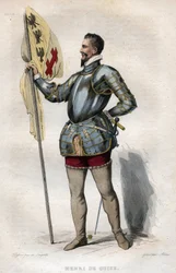 Portret Henryka I, księcia Guise (1550-1588) zwanego „z blizną”, ilustracja z „Le Plutarque Français” Edmonda Mennecheta