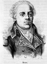 Portret Jacquesa Francois Menou, barona de Boussay, generała francuskiego (1750-1810) - w „Historii Francji” Henri Martina