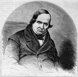 Portret Jeana Baptiste (Giovanni Battista) Niccolini (1782-1861), włoskiego poety. Grawerowanie w „” Le Monde Illustré”” nr 234 z 5 października