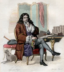 Portret Jeana de La Fontaine (Lafontaine) (1621-1695), francuskiego bajkopisarza i poety.