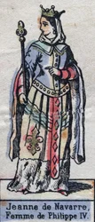 Portret Jeanne Iere z Nawarry (1273-1304), żony Filipa IV Francji. (dynastia Kapetyńska). Ilustracja z końca XIX wieku.