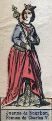 Portret Joanny de Bourbon (1337-1378), żony Karola V z Francji. (dynastia Kapetyńska). Ilustracja z końca XIX wieku.