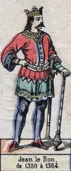 Portret Jana II z Francji, znanego jako Jan Dobry (1319-1364) (dynastia Kapetów). Ilustracja z końca XIX wieku.