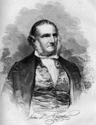 Portret Johna Jamesa Audubona (1780-1851), amerykańskiego ornitologa. Grawer w „”Le Magasin malowniczy””