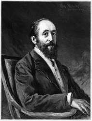 Portret Julesa Claretie (1840-1913), francuskiego powieściopisarza i członka francuskiej akademii w latach 1888-1913, w „The Illustrous World”