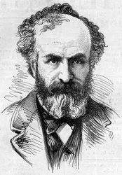 Portret Julesa Jansenna (1824-1907), francuskiego astronoma, metoda obserwacji wypukłości słonecznych. Grawerowanie w „”Le Monde Illustré””n°911 z 26 września