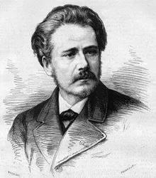 Portret Julesa Masseneta (1842-1912), francuskiego kompozytora. Grawer w „”Le Monde Illustré””n°1047 z dnia 5 maja 1877 r.