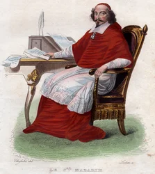 Portret Julesa Mazarina (1602-1661), francuskiego kardynała włoskiego, dyplomaty i polityka.