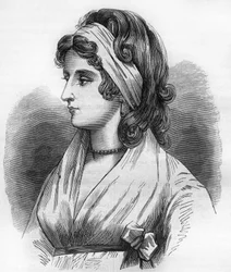 Portret Lady Hamilton (Emma Lyons) (1765-1815) kochanki Horatio Nelsona i admirała Nelsona (1758-1805). Grawer w „Historii prostytucji i rozpusty wśród wszystkich narodów świata od starożytności do dnia dzisiejszego” autorstwa dr Th. -F. Debray