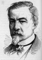 Portret Leona Plee (1815-1879), francuskiego dziennikarza i pisarza. Grawerowanie w „”Le Monde Illustré””n°1141 z 8 lutego