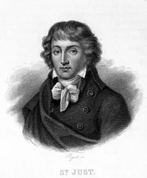 Portret Louis Antoine Léon Saint - Just (1767 - 1794) - w „” Revolution francaise”” Thiersa. 19 wiek