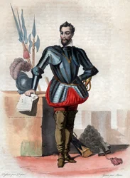 Portret Ludwika I de Bourbon, księcia de Condé (1530-1569), przywódcy hugenotów i generała.