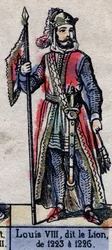 Portret Ludwika VIII z Francji, znanego jako Lew (1187-1226) (dynastia Kapetów). Ilustracja z końca XIX wieku.