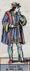 Portret Ludwika XI z Francji, zwanego Roztropnym (1423-1483) (dynastia Kapetów). Ilustracja z końca XIX wieku.