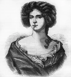 Portret Louise de Keroualle (1649-1734), księżnej Portsmouth i kochanki Karola II (1630-1685). Grawer w „Historii prostytucji i rozpusty wśród wszystkich narodów świata od starożytności do dnia dzisiejszego” autorstwa dr Th. -F. Debray. 1