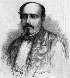 Portret Luiza Augusto Rebello da Silvy (1822-1871), portugalskiego pisarza. Grawer w „”Le Monde Illustré””n° 227 z 17 sierpnia 1861 r.