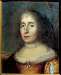Portret Madame de Scudery (lub Madeleine de Scuderi (1607 - 1701), francuzki literackiej). Anonimowe malarstwo szkoły francuskiej