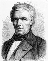 Portret Marca Séguina (1786 - 1844), francuskiego inżyniera, który wymyślił zasadę mostów podwieszanych, wynalazcy kotła rurowego - w „Album de la Science; wybitni naukowcy; Wielkie odkrycia”” 1896.