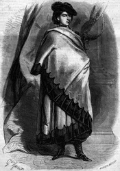 Portret Marie Sophie Amelie (1841-1925), księżnej Baviere i królowej Obojga Sycylii, żony Franciszka II, w stroju kalabryjskim. Grawer w „”Le Monde Illustré””n°194 z dnia 29 grudnia 1860 r.