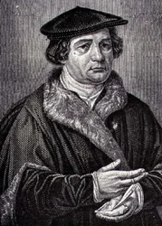 Portret Marcina Lutra (1483-1546) Niemiecki reformator religijny (rycina)