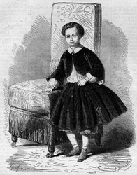 Portret Napoleona Eugene Louis Jean Joseph Bonaparte (1856-1879), znany jako książę cesarski, syn Napoleona III. Grawerowanie w „”Le Monde Illustré””n°137 z 26 listopada