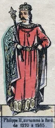 Portret Filipa III z Francji, znanego jako Filip Hardy (1245-1285) (dynastia Kapetów). Ilustracja z końca XIX wieku.