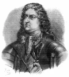 Portret Filipa II księcia Orleanu (1674-1723), zwanego regentem. Grawer w „Historii papieży-królów-królowych i cesarzy na przestrzeni wieków” autorstwa Maurice Lachatre