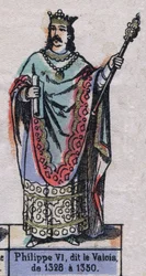 Portret Filipa VI z Francji, znanego jako Philippe de Valois (1294-1350) (dynastia Kapetów). Ilustracja z końca XIX wieku.