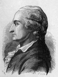 Portret Pilâtre de Rozier (1756 - 1785), francuskiego fizyka i lotnika (pierwsza podróż balonem na ogrzane powietrze) - w „Album de la Science; wybitni naukowcy; Wielkie odkrycia”” 1896.