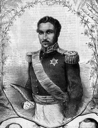 Portret Radamy II (1829-1863), króla Madagaskaru. Grawer w „Le Monde Illustré” nr 268 z dnia 31 maja 1862 r.