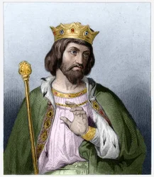 Portret Roberta II Pobożnego (ok. 972 - 1031), króla Francji - w „Histoire des Francais” Lavallee, rycina, sd.