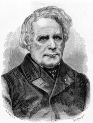 Portret Ruhmkorffa Heinricha Daniela (1803 - 1877), konstruktora instrumentów fizycznych (aparat indukcyjny), niemieckiego mechanika i elektryka - w „Albumie nauki”; wybitni naukowcy; Wielkie odkrycia”” 1896.