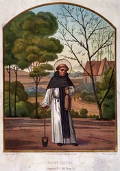 Portret św. Fiakry (pustelnia koło Meaux), patronki pracy ogrodników XIX wieku.