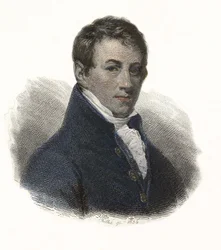 Portret Sir Humphry Davy (1778-1829), angielskiego chemika i fizyka. w „Portrety Hommesa przydatne”