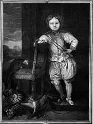 Portret Teofilakta, papieża pod imieniem Benedykta IX (od 1032 do 1044, następnie w 1045 i 1047-1048) wprowadzony w wieku 12 lat Rycina w „Histoire des papes-kings-queens-et-empereurs a travers les century”” Maurice Lachatre