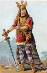 Portret Wercyngetoryksa (72-46 p.n.e.), króla Galów. Chromolitografia około 1890 roku.