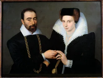 Portret pary (lub portret podwójny). Anonimowe malarstwo szkoły francuskiej