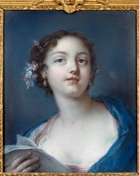 Portret dziewczynki czytającej partyturę Anonimowy obraz. Chantilly z XVIII wieku, muzeum Conde